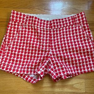 J. Crew 3" Cotton Shorts Size 0 Apple Print
